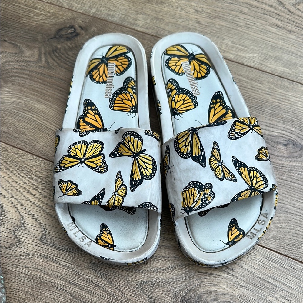 Butterfly Print Slide Sandals